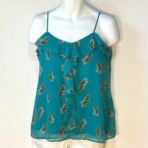 Xhilaration SZL Teal camisole top Feather Fairy Boho 80's Feminine Sheer Vintage